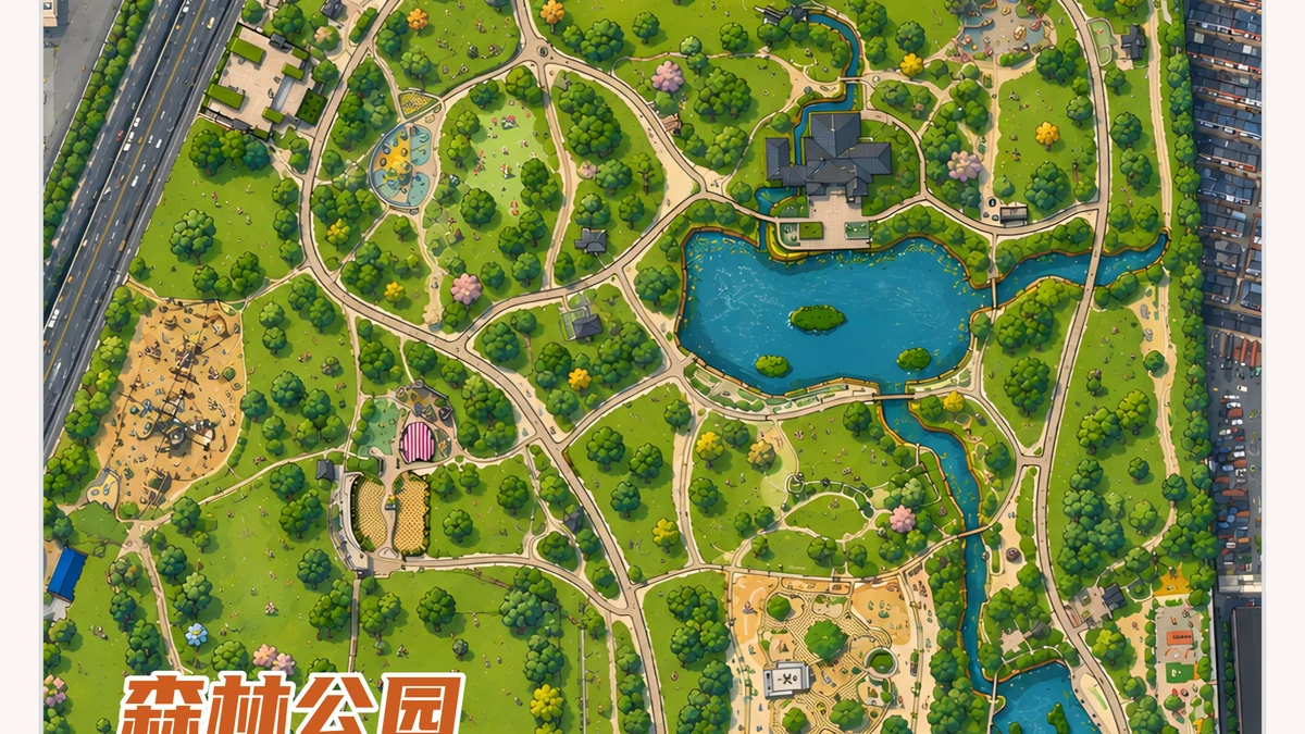 济南森林公园-游戏风格 orienteering map