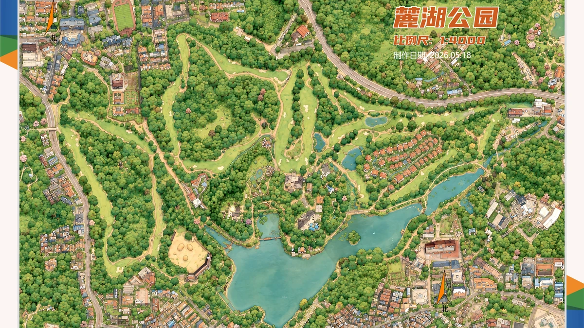 麓湖公园 orienteering map preview
