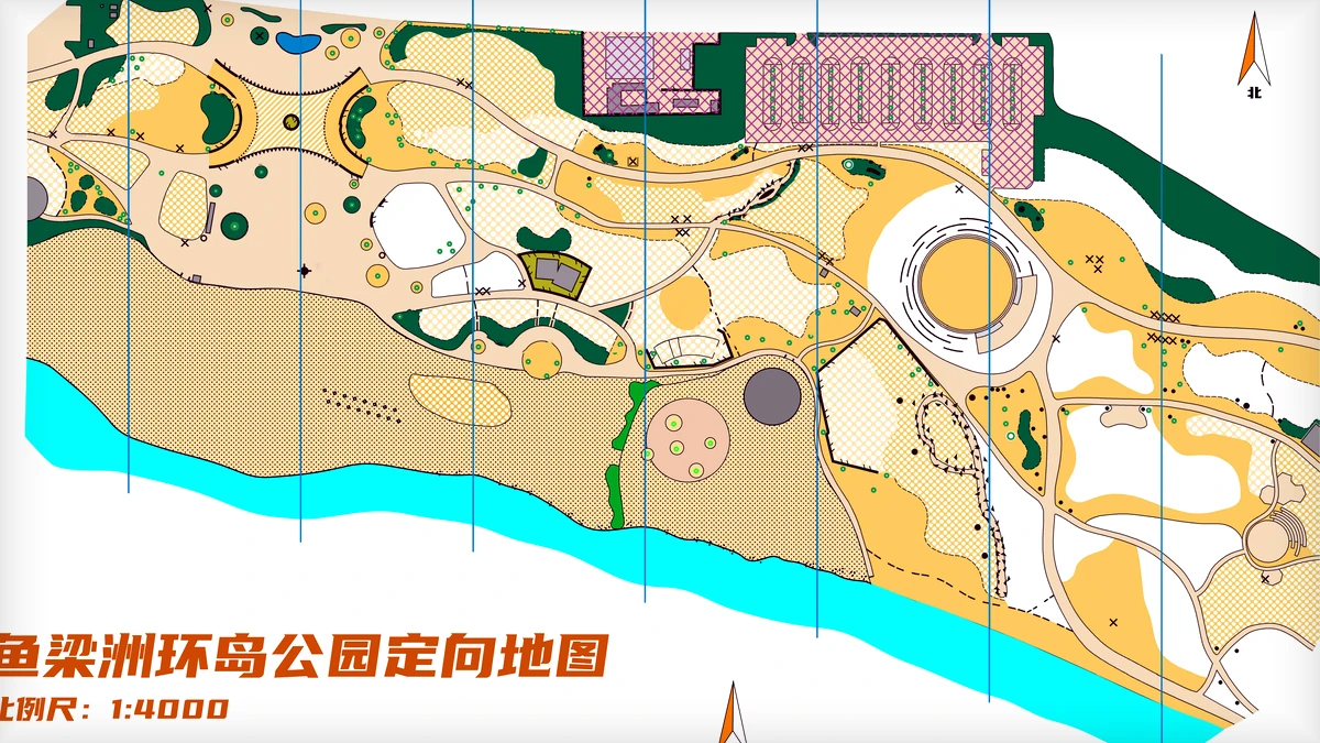 鱼梁洲环岛公园 orienteering map preview